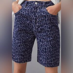 Pilcro Denim Corduroy Bermuda Short Blue Leopard